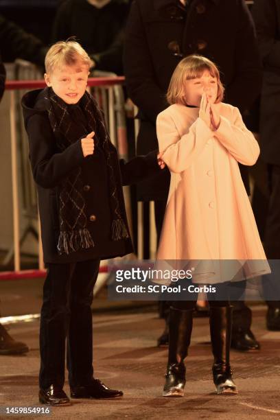 Prince Jacques of Monaco and Princess Gabriella of Monaco attend the Ceremony Of The Sainte-Devote on January 26, 2023 in Monaco, Monaco.