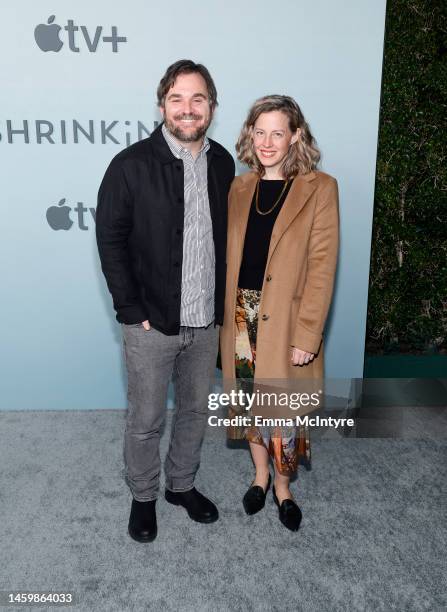James Ponsoldt and Megan Ponsoldt attend the premiere of Apple TV+'s "Shrinking" at Directors Guild Of America on January 26, 2023 in Los Angeles,...