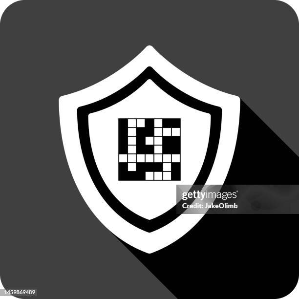 shield crossword puzzle icon silhouette - crossword stock illustrations