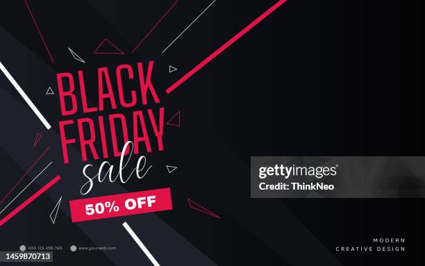 black friday sale banner in red and black style - black friday background stock illustrations