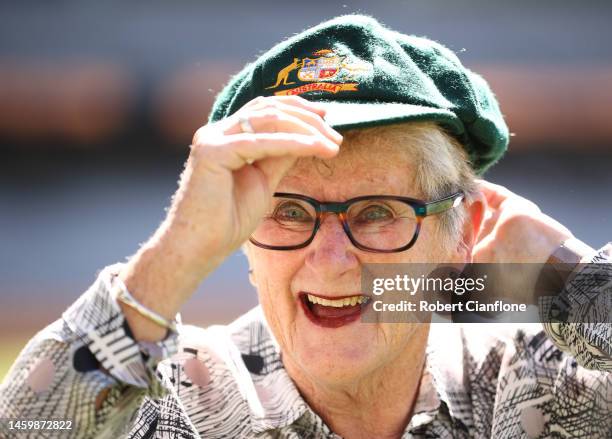 Margaret Jennings is seen during Australian Cricket Hall of Fame Announcement at Melbourne Cricket Ground on January 27, 2023 in Melbourne, Australia.