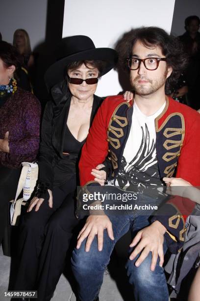 Yoko Ono and Sean Lennon Threeasfour's spring 2010 runway show.