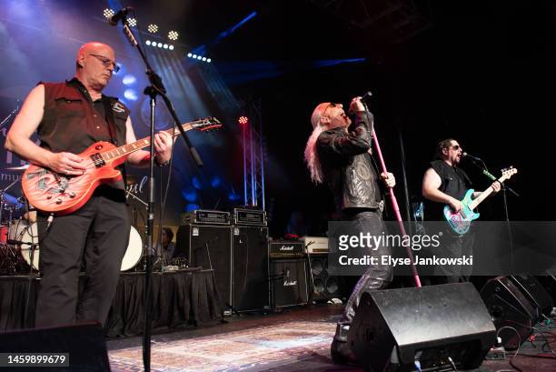 Jay Jay French, Dee Snider, and Mark Mendoza of Twisted Sister perform at the 6th Annual Metal Hall Of Fame Charity Gala at The Canyon on January 26,...
