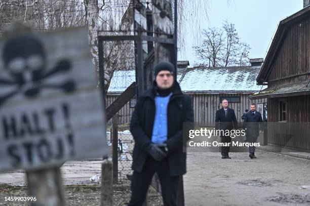 Second Gentleman, Douglas Emhoff , walks towards the main gate of the former Auschwitz Concentration Camp during the Holocaust Remembrance Day at the...