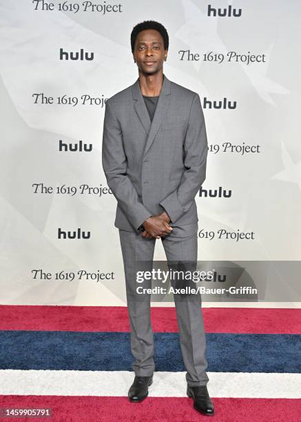 Edi Gathegi attends the Los Angeles Red Carpet Premiere Event for Hulu's "The 1619 Project" at Academy Museum of Motion Pictures on January 26, 2023...