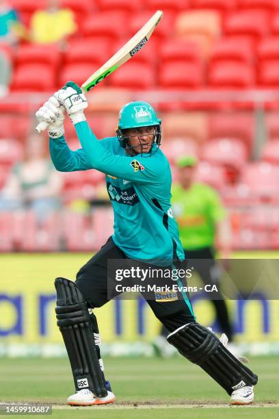 Usman Khawaja of the Heat bats during the Men's Big Bash League match between the Sydney Thunder and the Brisbane Heat at Sydney Showground Stadium,...