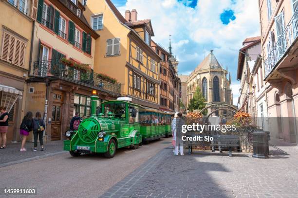 colmar city street view in the french alsace during a summer day - colmar stockfoto's en -beelden