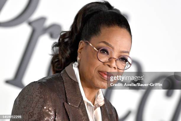 Oprah Winfrey attends the Los Angeles Red Carpet Premiere Event for Hulu's "The 1619 Project" at Academy Museum of Motion Pictures on January 26,...