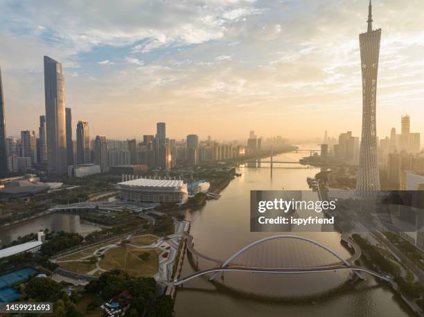 aerial photo of  panoramic skyline  guangzhou china - guangzhou stock pictures, royalty-free photos & images