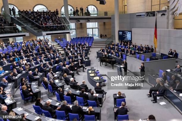 Holocaust survivor Rozette Kats speaks during a special session of the Bundestag to commemorate victims of the Nazis during Holocaust Remembrance...