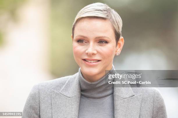 Princess Charlene of Monaco attends the Ceremony Of The Sainte-Devote on January 27, 2023 in Monaco, Monaco.