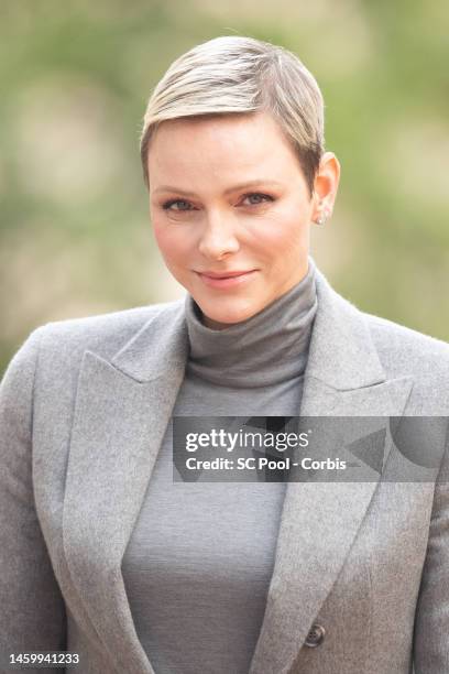 Princess Charlene of Monaco attends the Ceremony Of The Sainte-Devote on January 27, 2023 in Monaco, Monaco.