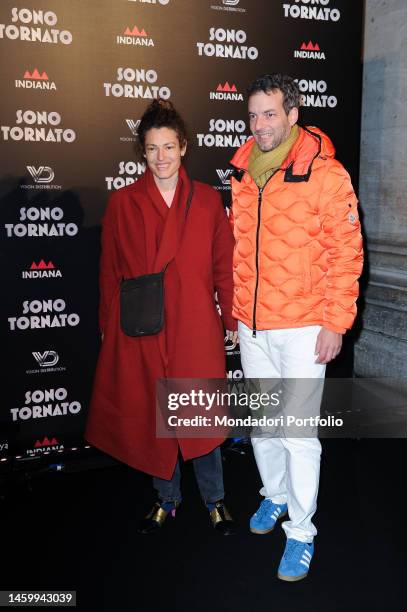 Italian film director Ginevra Elkann with her husband Giovanni Gaetani dell’Aquila d’Aragona attends the preview of Sono Tornato movie. Rome ,...