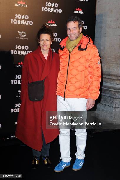 Italian film director Ginevra Elkann with her husband Giovanni Gaetani dell’Aquila d’Aragona attends the preview of Sono Tornato movie. Rome ,...