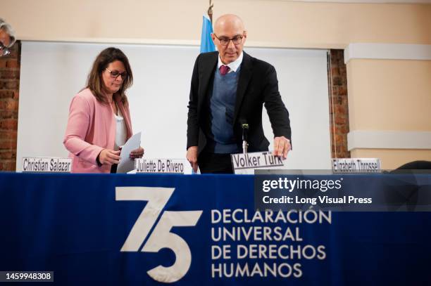 United Nations High Commissioner for Human Rights Volker Turk during a press conference in Bogota, Colombia, on January 25, 2022.