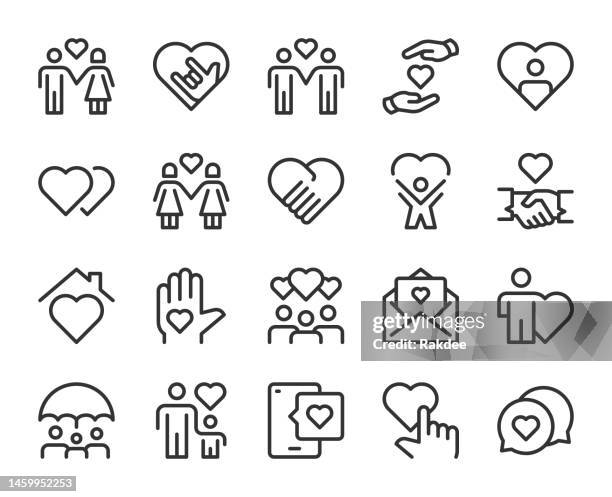 stockillustraties, clipart, cartoons en iconen met care - line icons - child love heart hands