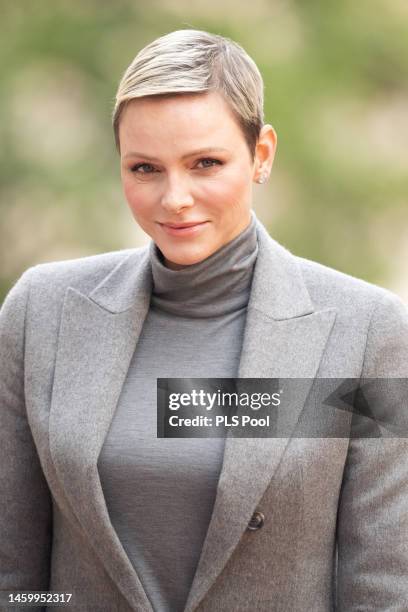 Princess Charlene of Monaco attends the Ceremony Of The Sainte-Devote on January 27, 2023 in Monaco, Monaco.