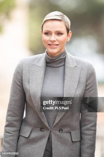 Princess Charlene of Monaco attends the Ceremony Of The Sainte-Devote on January 27, 2023 in Monaco, Monaco.