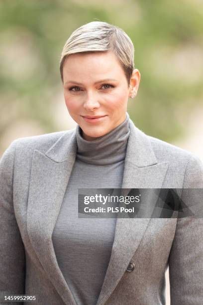 Princess Charlene of Monaco attends the Ceremony Of The Sainte-Devote on January 27, 2023 in Monaco, Monaco.