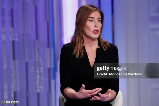 Italian deputy of Italia Viva Maria Elena Boschi guest of the television show Porta a Porta. Rome , January 26th, 2023