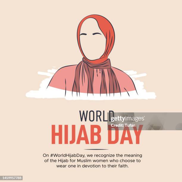 ilustrações de stock, clip art, desenhos animados e ícones de world hijab day design - muslim woman in hijab vector, hijab girl women head banner and poster template - hijab