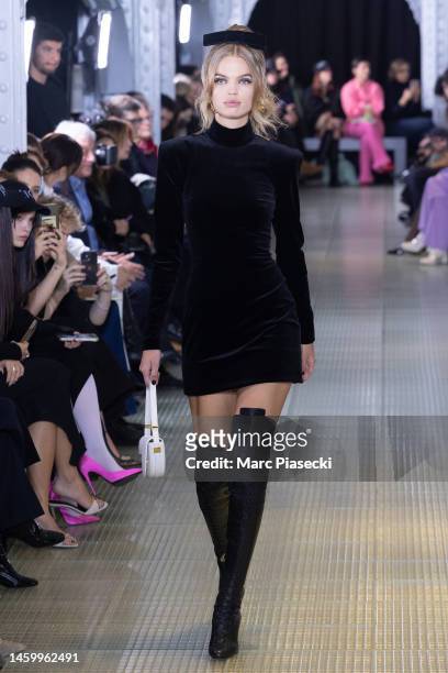 Model Daphne Groeneveld walks the runway during the Patou Autumn/Winter 2023 show at La Samaritaine on January 27, 2023 in Paris, France.