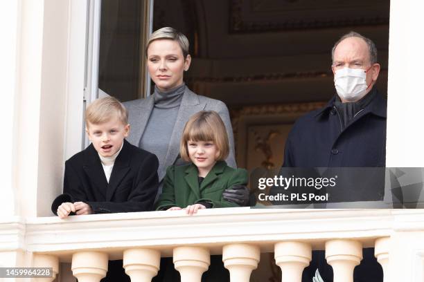 Princess Charlene of Monaco, Prince Albert II of Monaco, Prince Jacques of Monaco and Princess Gabriella of Monaco attend the Ceremony Of The...