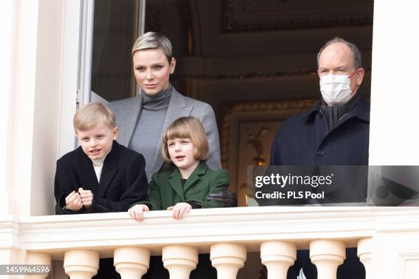 Princess Charlene of Monaco, Prince Albert II of Monaco, Prince Jacques of Monaco and Princess Gabriella of Monaco attend the Ceremony Of The...