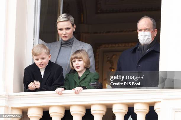 Princess Charlene of Monaco, Prince Albert II of Monaco, Prince Jacques of Monaco and Princess Gabriella of Monaco attend the Ceremony Of The...