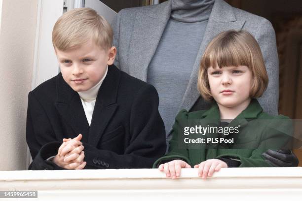 Prince Jacques of Monaco and Princess Gabriella of Monaco attend the Ceremony Of The Sainte-Devote on January 27, 2023 in Monaco, Monaco.