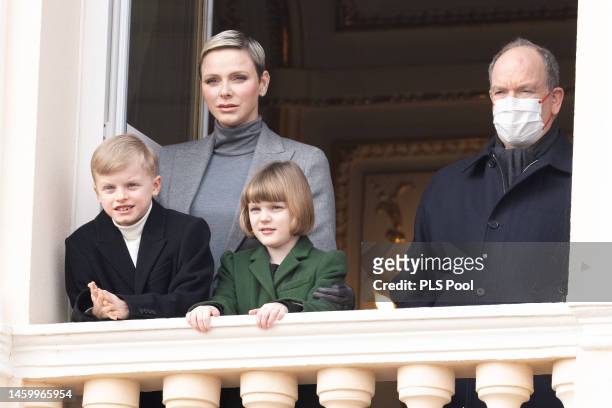 Princess Charlene of Monaco, Prince Albert II of Monaco, Prince Jacques of Monaco and Princess Gabriella of Monaco attend the Ceremony Of The...