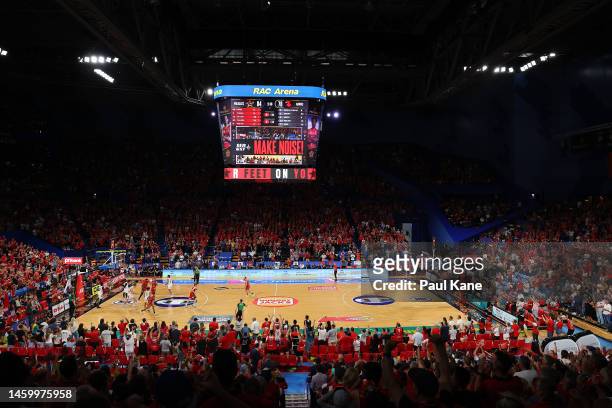 General view of play during the round 17 NBL match between Perth Wildcats and Illawarra Hawks at RAC Arena, on January 27 in Perth, Australia.