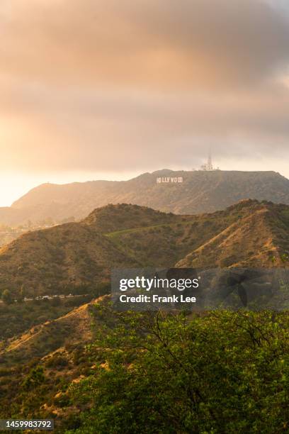 hollywood hills at sunset, los angeles, usa - stock photo - hollywood california fotografías e imágenes de stock