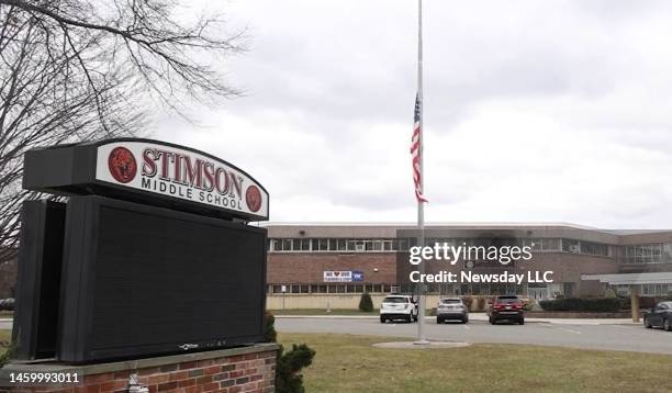 Exterior of Stimson Middle School in Huntington, New York on January 26, 2023.