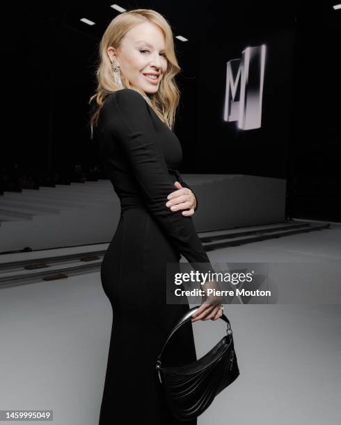 Kylie Minogue attends the Mugler Fall Winter 2022/23 Haute Couture show at Grande Halle de La Villette, as part of Paris Fashion Week on January 26,...