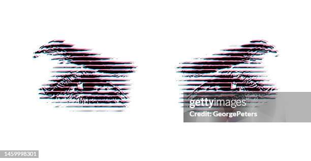 all seeing eye with glitch technique with glitch technique - third eye icon stock illustrations