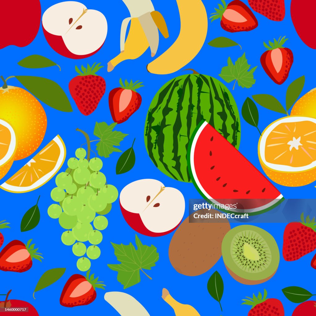 Mixed fruits seamless pattern