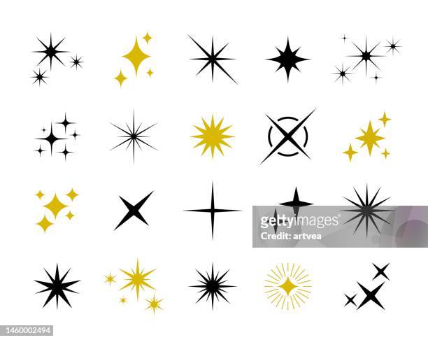 sparkle icons set - lens flare isolated stock illustrations