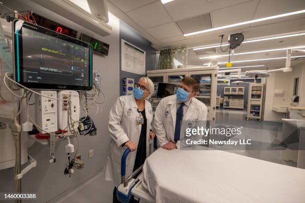 Dr. Jay Itzkowitz, head of the emergency department, and Margaret Puya RN, in the new Trauma Unit at Mount Sinai South Nassau hospital in Oceanside,...