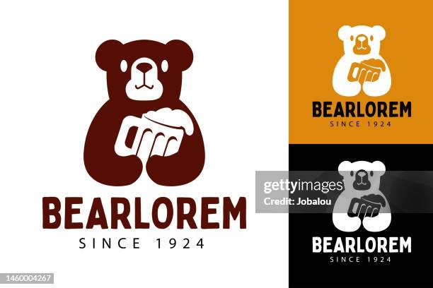 stockillustraties, clipart, cartoons en iconen met bear holding beer mug - beer stein