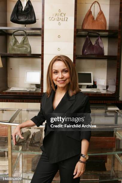 Handbag designer Nancy Gonzalez at Bergdorf Goodman's Arcade in New York City.