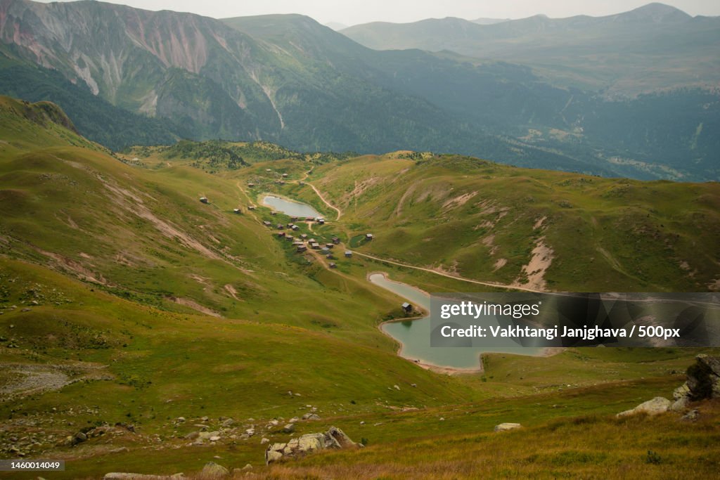 Scenic view of landscape and mountains against sky,Khulo,Georgia