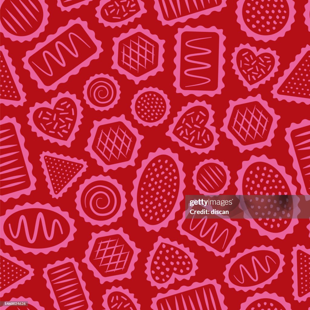 Seamless pattern with chocolate candies.