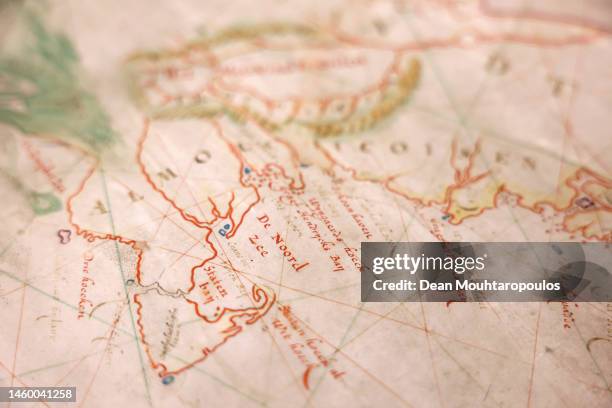 Detailed view of the map by Adriaen Block , a Dutch privateer and captain after exploring the coastal and river valley areas between present-day New...