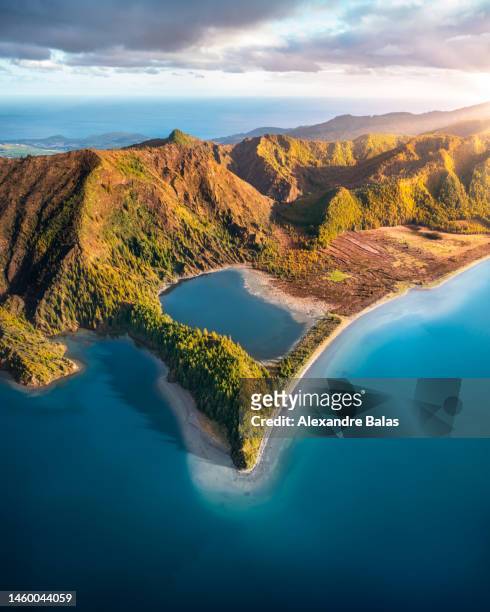 fire lagoon - azores stock pictures, royalty-free photos & images