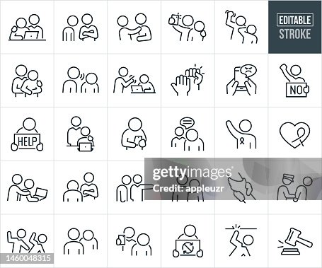 Acoso en el lugar de trabajo Iconos de línea fina - Trazo editable - Los iconos incluyen acoso sexual, abuso verbal, gente de negocios, supervisor, gerente, abuso físico, comportamiento abusivo Acoso en el lugar de trabajo Iconos de línea fina - Trazo editable - Los iconos incluyen acoso sexual, abuso verbal, gente de negocios, supervisor, gerente, abuso físico, comportamiento abusivo