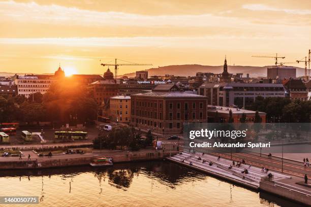 oslo skyline at sunset, norway - oslo business stock pictures, royalty-free photos & images