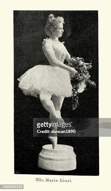 stockillustraties, clipart, cartoons en iconen met maria giuri a ballerina dancer from late 19th century period, vintage photograph - ballet shoe