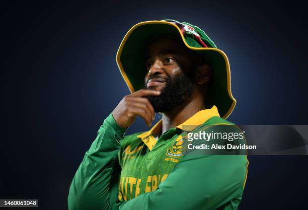 South Africa captain Temba Bavuma looks on after the 1st One Day International match between South Africa and England at Mangaung Oval on January 27,...