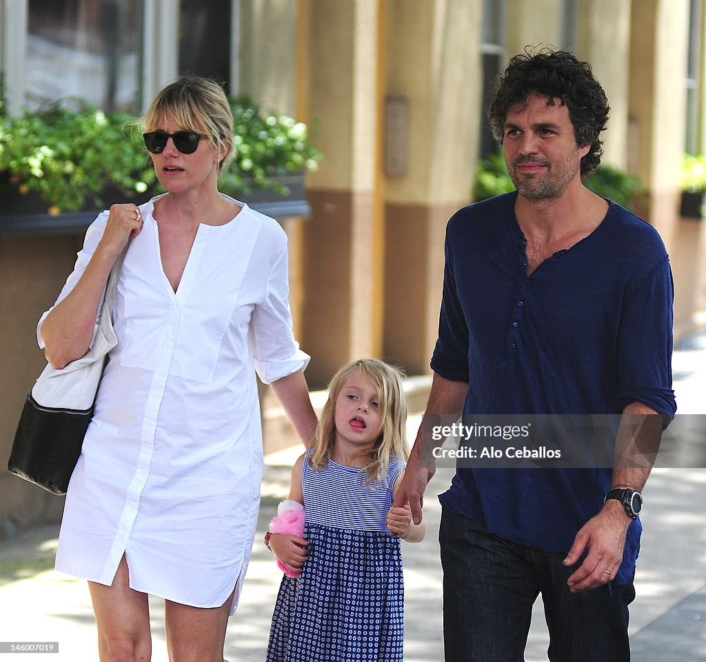 Sunrise Coigney, Odette Ruffalo and Mark Ruffalo are seen on the
